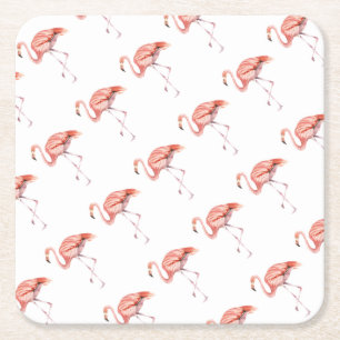 Porta-copo De Papel Quadrado Flamingo Rosa