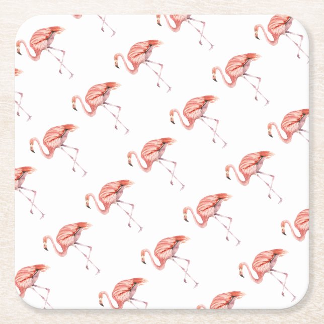 Porta-copo De Papel Quadrado Flamingo Rosa (Frente)