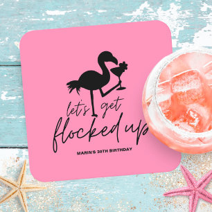 Porta-copo De Papel Quadrado Flamingo Rosa Agrupado Festa de Aniversário Tropic