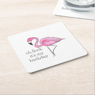 Porta-copo De Papel Quadrado Flamingo Rosa Oh Bloqueio É o Meu Pássaro de Anive