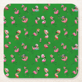 Porta-copo De Papel Quadrado Flamingos