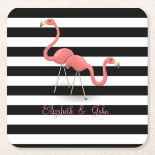 Porta-copo De Papel Quadrado Flamingos Cachorros, Stripes Brancas Negras,Person