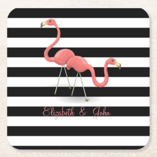Porta-copo De Papel Quadrado Flamingos Cachorros, Stripes Brancas Negras,Person