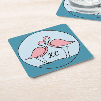 Porta-copo De Papel Quadrado Flamingos cor-de-rosa, Arte Monográfica ou Foto