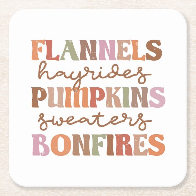 Porta-copo De Papel Quadrado Flannels Pumpkins Bonfire (Frente)
