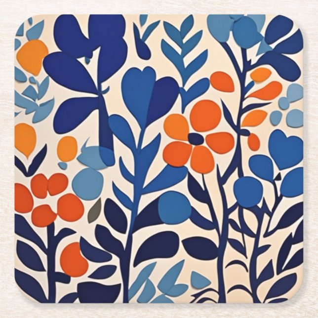 Porta-copo De Papel Quadrado fleurs retro 70's (Frente)