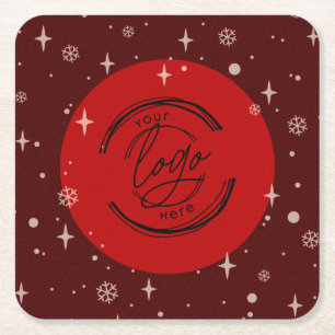 Porta-copo De Papel Quadrado Floco de neve do logotipo comercial Red Felry Chri