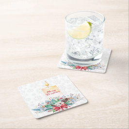 Porta-copo De Papel Quadrado Flocos Brancos De Neve E Decoração De Natal