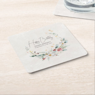 Porta-copo De Papel Quadrado Flocos de neve com aquarela de inverno 100.o anive
