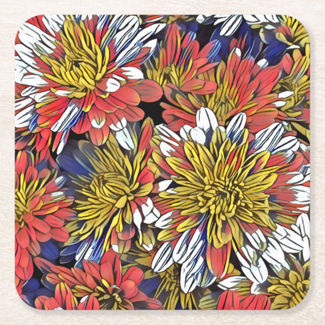 Porta-copo De Papel Quadrado Flor Art (Frente)