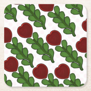 Porta-copo De Papel Quadrado Flor Botânica de Coração Radiante