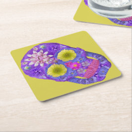 Porta-copo De Papel Quadrado Flor - Caveira 5