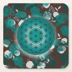 Porta-copo De Papel Quadrado flor da vida, geométrico sagrado, zen, chakra,