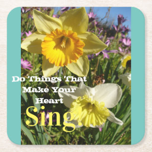 Porta-copo De Papel Quadrado Flor Daffodil Primavera de aspas Inspiradoras