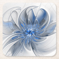Flor de Arte Fracionada com Cinza Azul abstrato