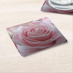 Porta-copo De Papel Quadrado Flor de Rosa Fofa