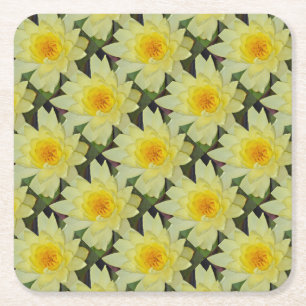 Porta-copo De Papel Quadrado Flor lírio de água amarela
