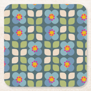 Porta-copo De Papel Quadrado FLORA BLUSH - Conjunto de Pousa-Copos de Papel Flo