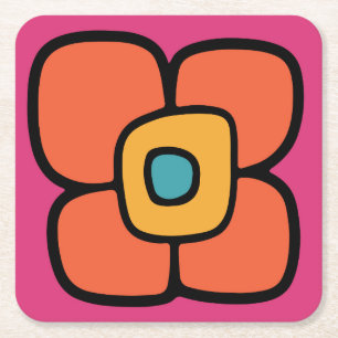 Porta-copo De Papel Quadrado Floração Retro de Primavera