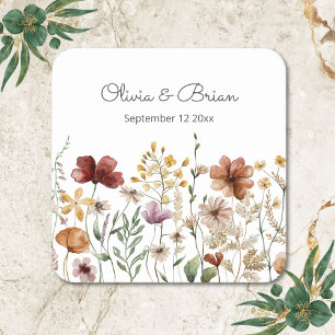 Porta-copo De Papel Quadrado Florais Bonitos de Aquarela Personalizados de Flor