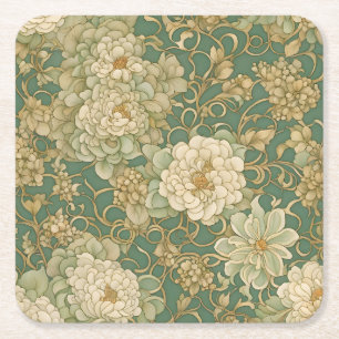 Porta-copo De Papel Quadrado Florais nostálgicos em Matizes Vintage