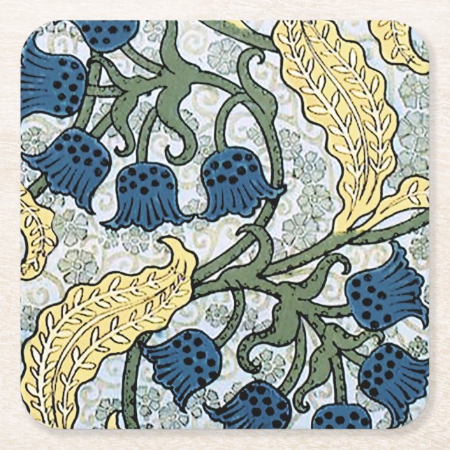 Porta-copo De Papel Quadrado Floral Blue Flowers Lily Valley Repetindo (Frente)