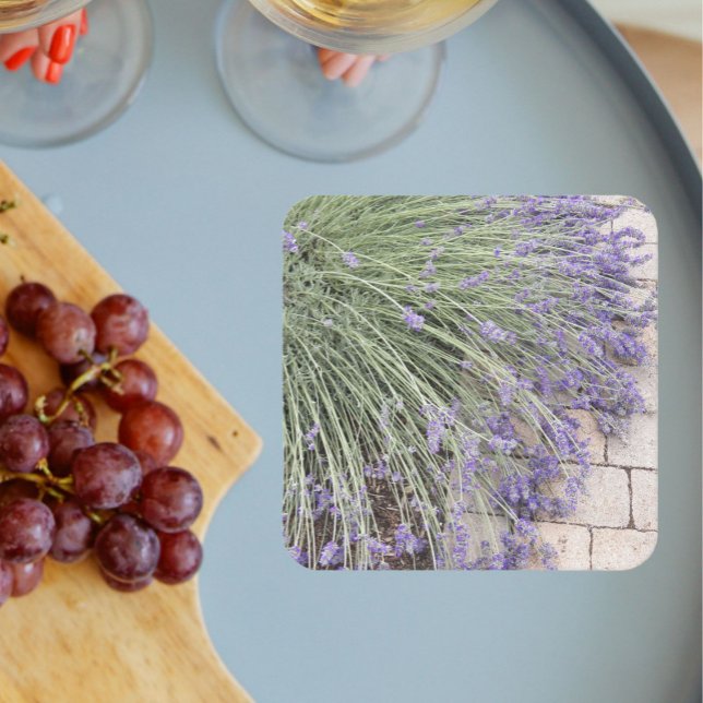 Porta-copo De Papel Quadrado Floral de Lavandas roxas (In Situ Wedding)