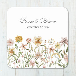 Porta-copo De Papel Quadrado Floral de Prados de Flores Selvagens Personalizada