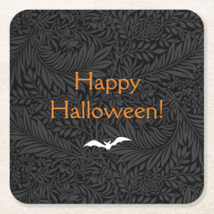 Porta-copo De Papel Quadrado Floral do Halloween Negro Elegante