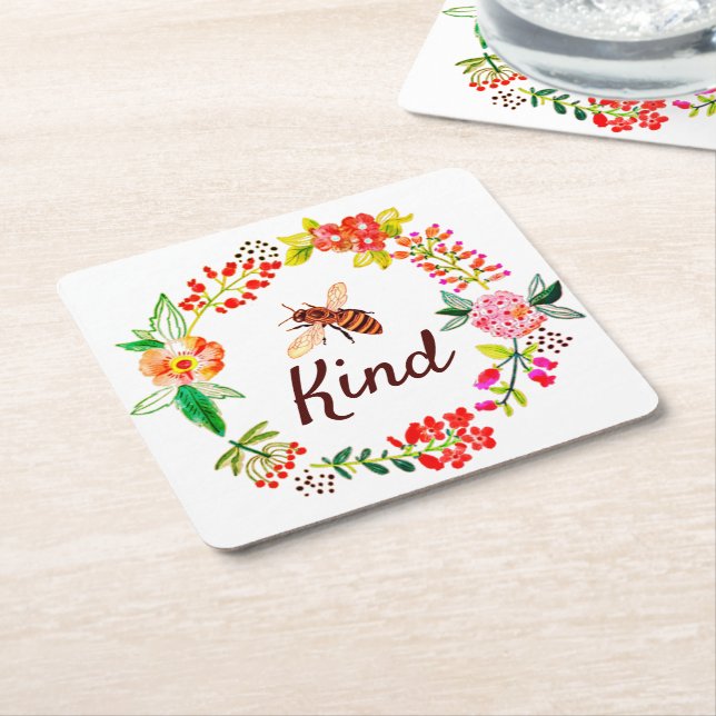 Porta-copo De Papel Quadrado Floral gentileza  (Inclinado)