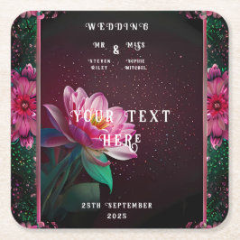 Porta-copo De Papel Quadrado Floral Lotus Wedding Suite | Starry Night Romance