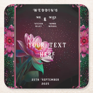 Porta-copo De Papel Quadrado Floral Lotus Wedding Suite | Starry Night Romance