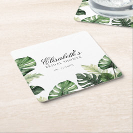 Porta-copo De Papel Quadrado Floral Tropical Colorido | Chuveiro de noiva com f