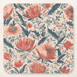 Porta-copo De Papel Quadrado Floral Vintage
