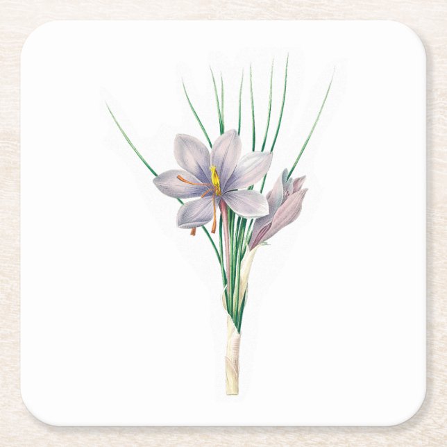 Porta-copo De Papel Quadrado Flores: A007 Autumn Crocus - (Frente)