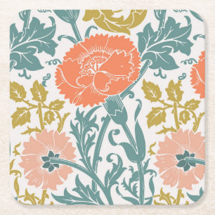 Porta-copo De Papel Quadrado Flores, Arte Gráfico Vintage