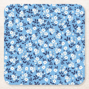 Porta-copo De Papel Quadrado Flores Azuis, Brancas: Vintage