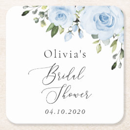 Porta-copo De Papel Quadrado Flores Azuis, Greenerescência, Boho, Chá de panela