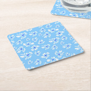 Porta-copo De Papel Quadrado Flores Bonito de Pastel, Azul e Branco