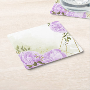 Porta-copo De Papel Quadrado Flores brancas boho folhas verdes botânico