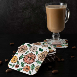 Porta-copo De Papel Quadrado Flores de aquarela e de tinta - paleta de colheita