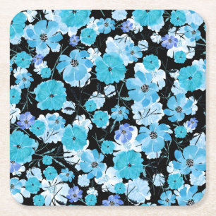 Porta-copo De Papel Quadrado Flores De Aquarela: Uma Tapeçaria Delicada