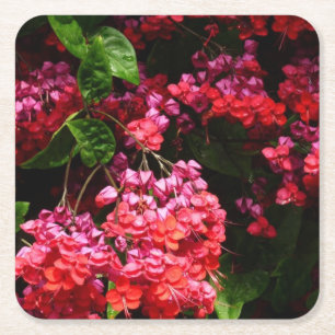 Porta-copo De Papel Quadrado Flores de Pagode Colorido de Vermelho e Rosa
