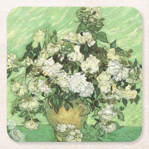 Porta-copo De Papel Quadrado Flores de Van Gogh em Vase