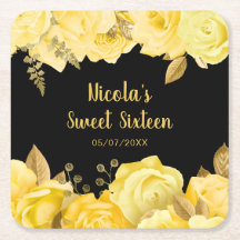 Flores Elegantes Amarelas e Douradas Sweet Sixteen