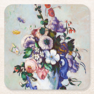 Porta-copo De Papel Quadrado Flores em um Vaso Rococo, Paul Cezanne