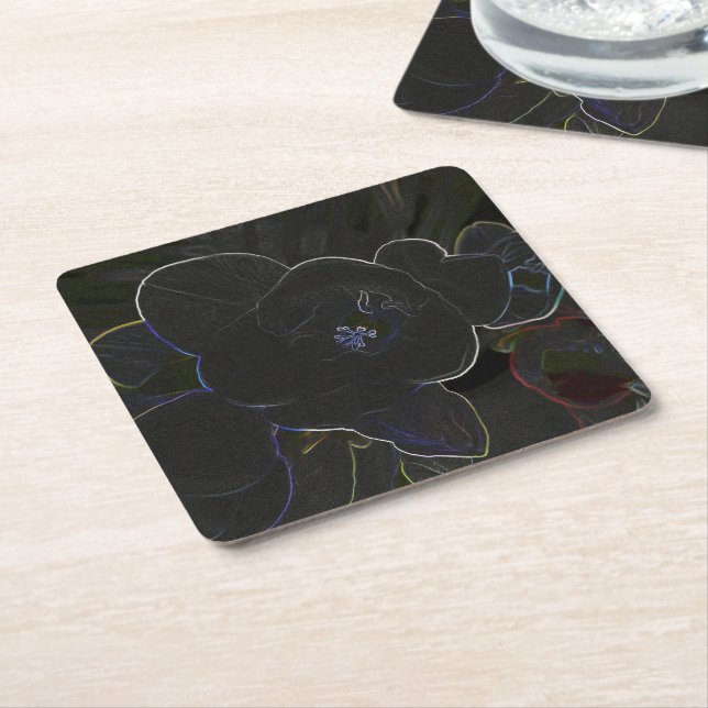 Porta-copo De Papel Quadrado flores freesia esboçadas (Inclinado)