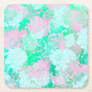 Porta-copo De Papel Quadrado ,flores, natural, peônia, presente, elegante,rosa