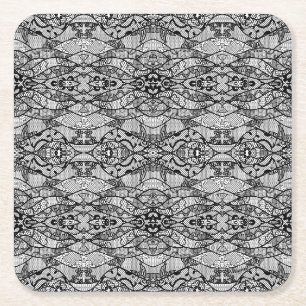 Porta-copo De Papel Quadrado Flores Negras, Arrastões Românticos Elegantes