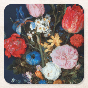 Porta-copo De Papel Quadrado Flores no Vaso, Jan Brueghel, o Velho